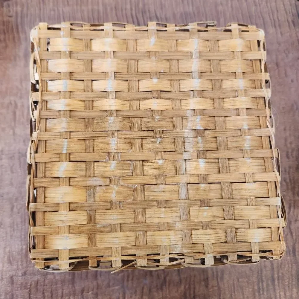 Wooden woven wicker carrying baskets bundle of 3 light brown tan storage organiz